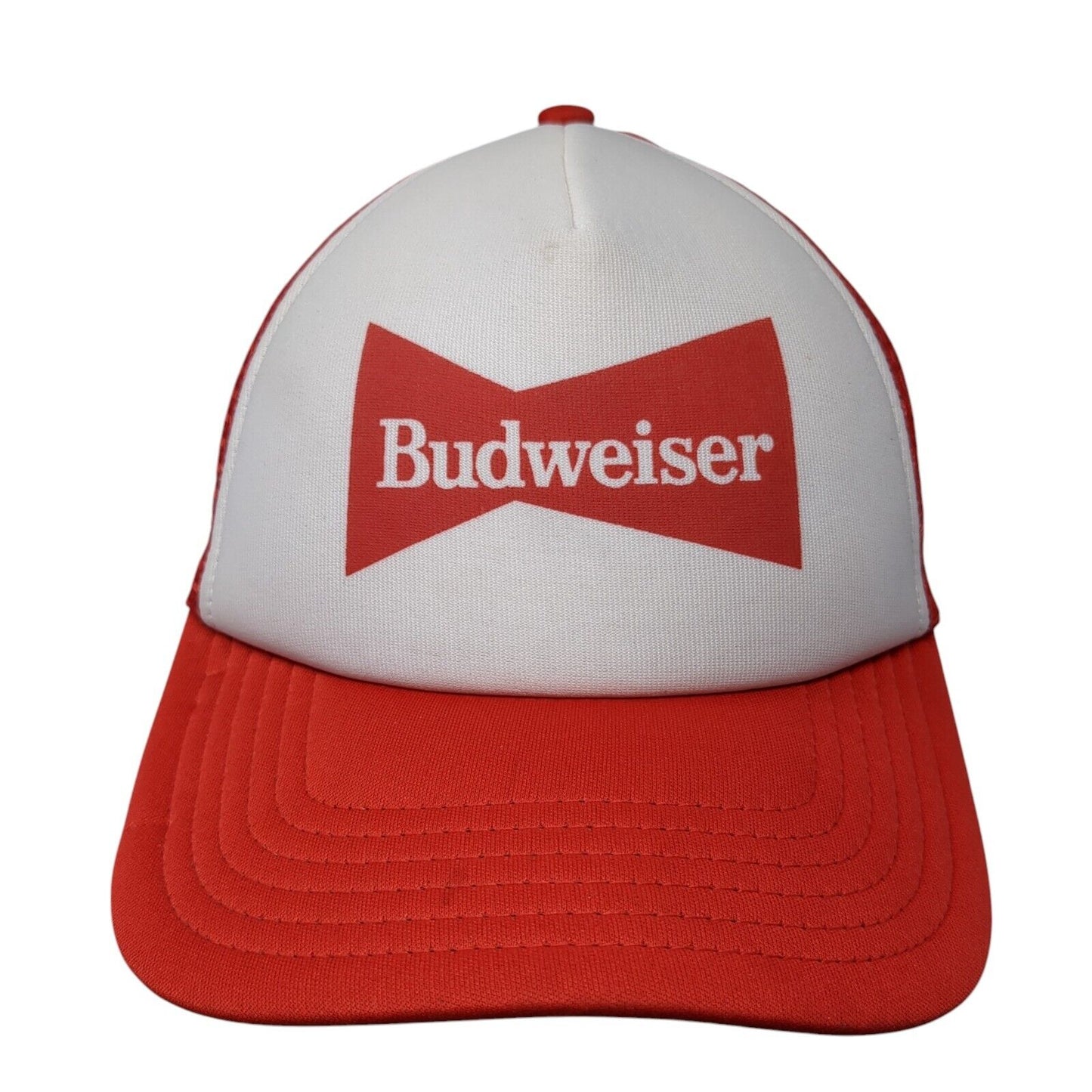 Budweiser Snapback Mesh Back Trucker Hat Red One Size Colorblock
