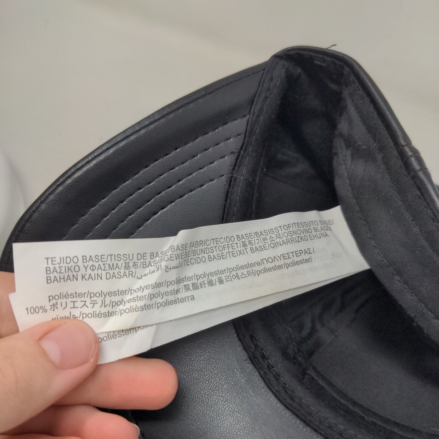 Unbranded Leather Slideback Hat Black One Size Adjustable Blank Polyester