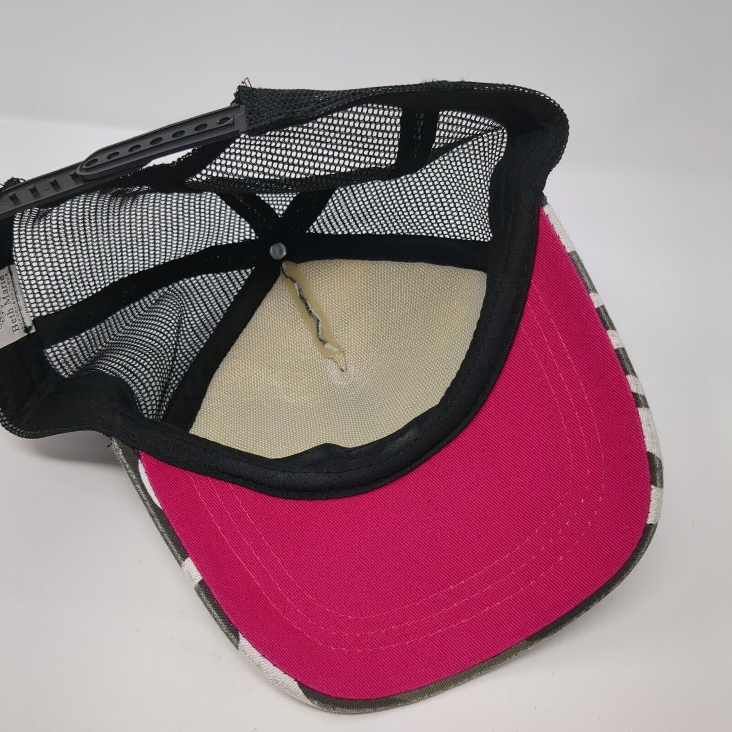 Beth Marie Snapback Trucker Hat Camo One Size Mesh Back Embroidered