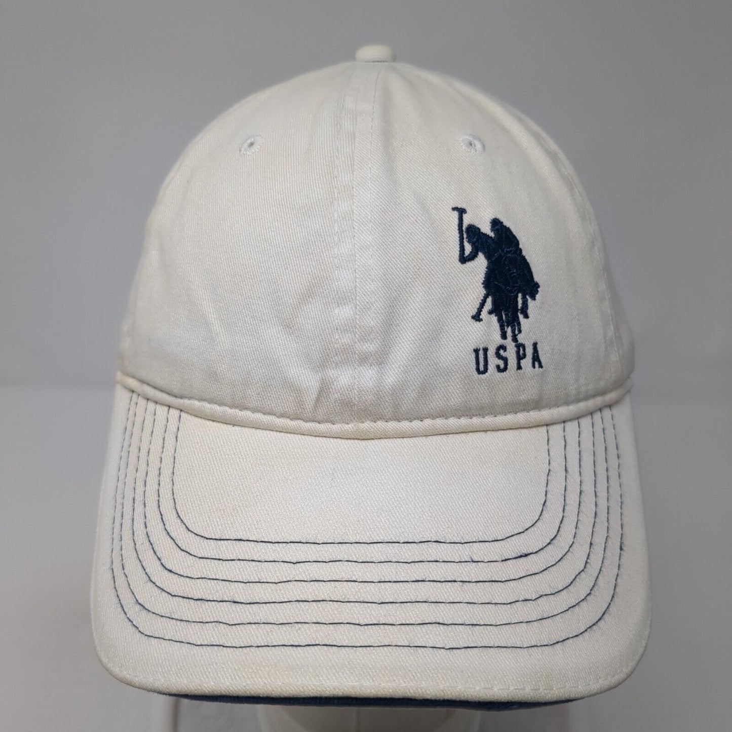 U.S. Polo Assn. Slideback Hat White Cream One Size Adjustable Embroidered