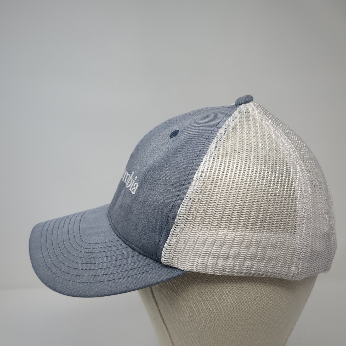 Columbia Logo Snapback Trucker Hat Blue One Size Mesh Back Colorblock