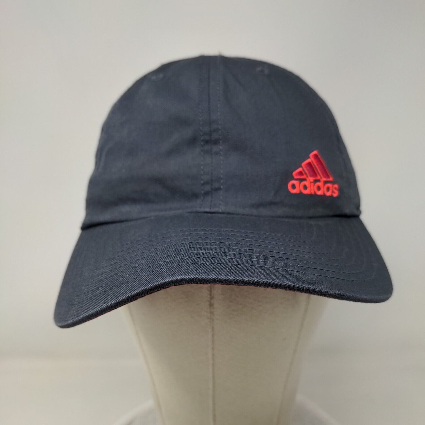Adidas Strapback Hat Gray One Size Adjustable Embroidered Logo 6 Panel Cotton