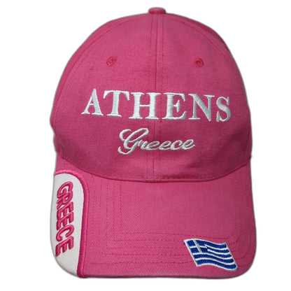 Baseball Cap Pink One Size Athens Greece Flag Embroidered Souvenir Strapback Hat
