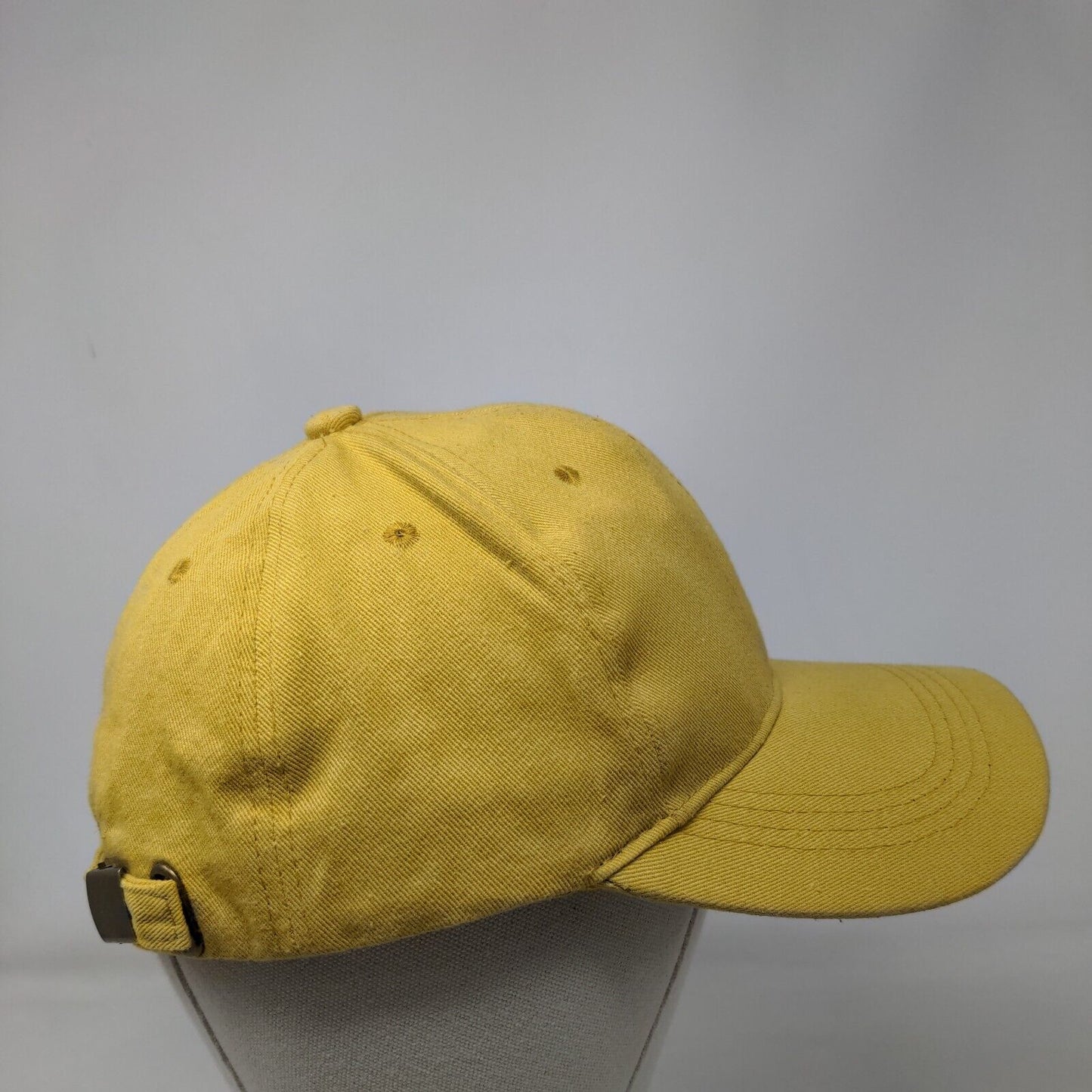Smiley Face Slideback Hat Yellow One Size Solid Adjustable Embroidered