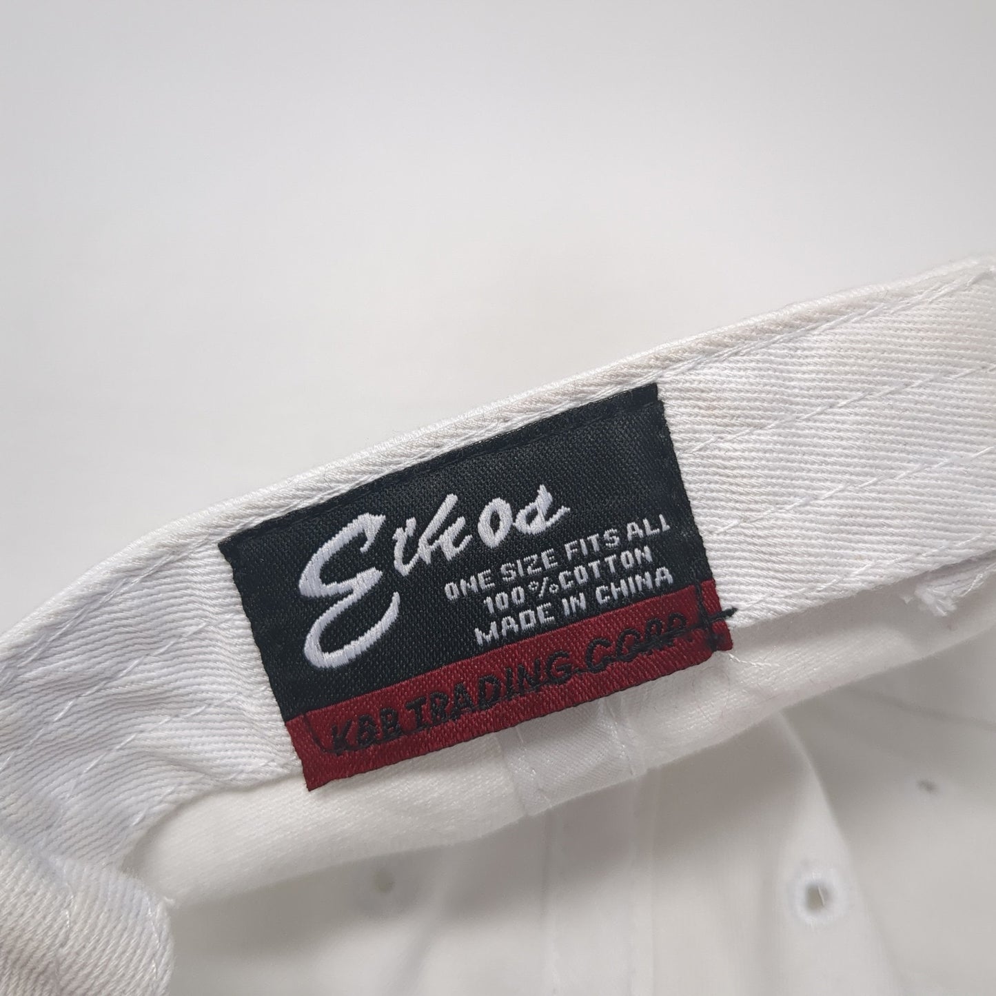 Eckos Slideback Baseball Cap White One Size Adjustable Vented Holes Blank
