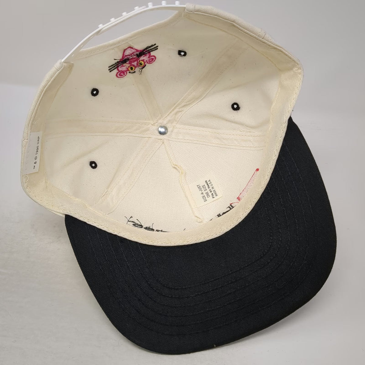 5 Panel Beige Black One Size Owens Corning Luminess Pink Panther USA 1995 Hat