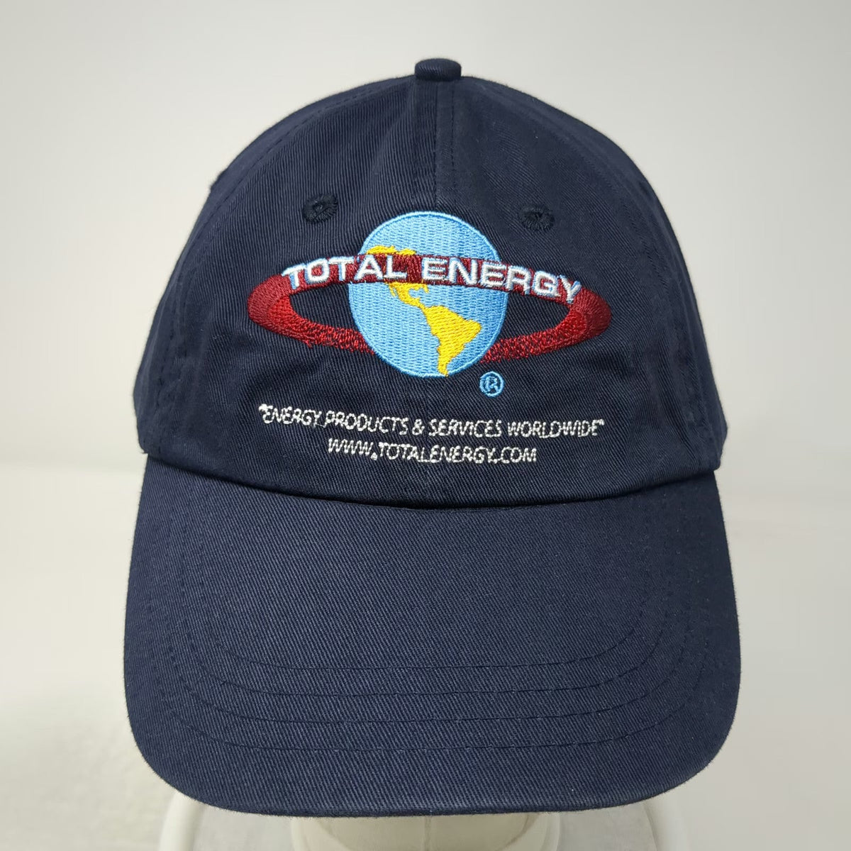 Total Energy Baseball Cap Blue OSFM Globe Logo Worldwide Services Slideback Hat