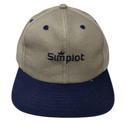 Simplot Logo Snapback Beige Blue One Size Vintage Made in USA Agriculture hat