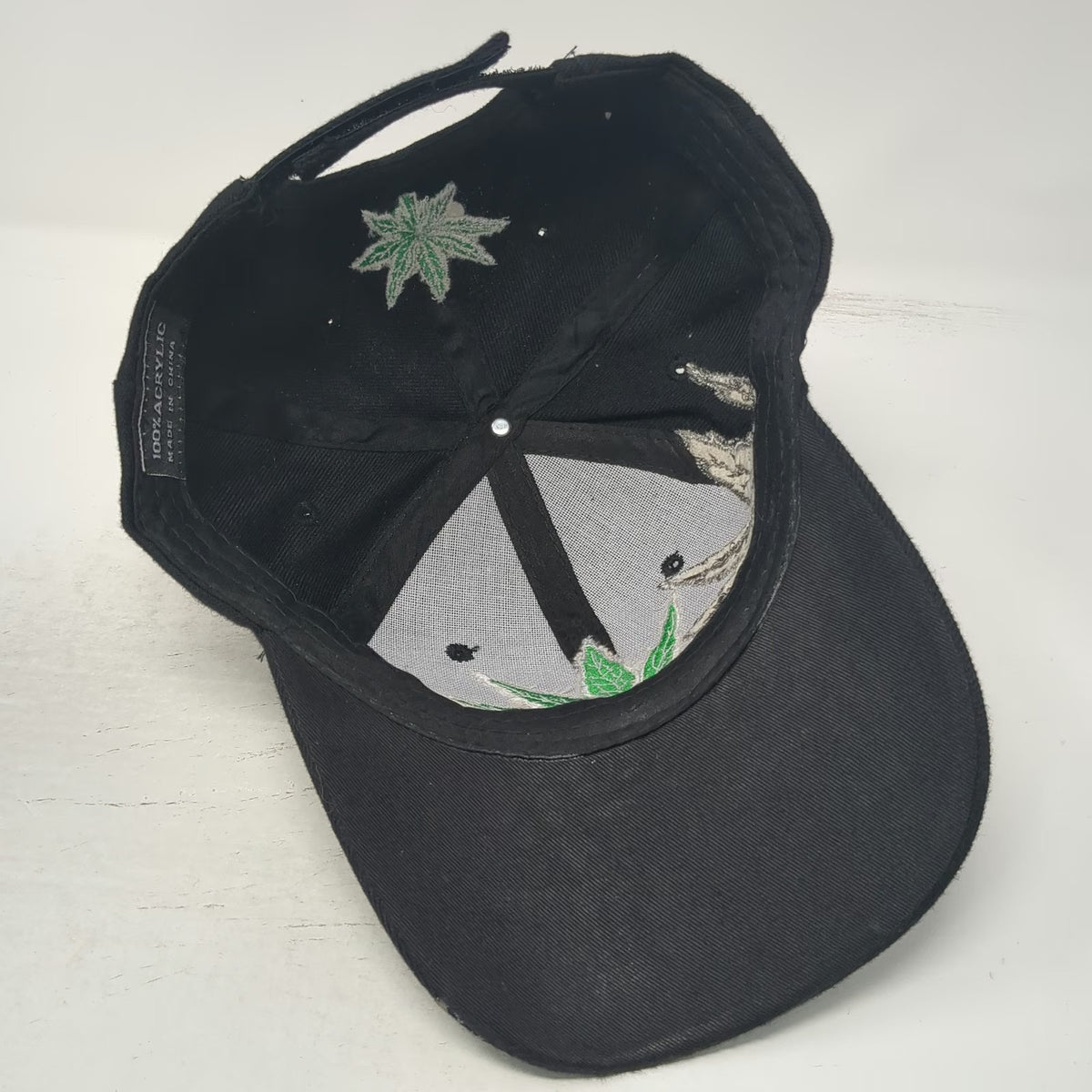 Baseball Cap Black One Size Embroidered Marijuana Leaf Pot Weed Strapback Hat