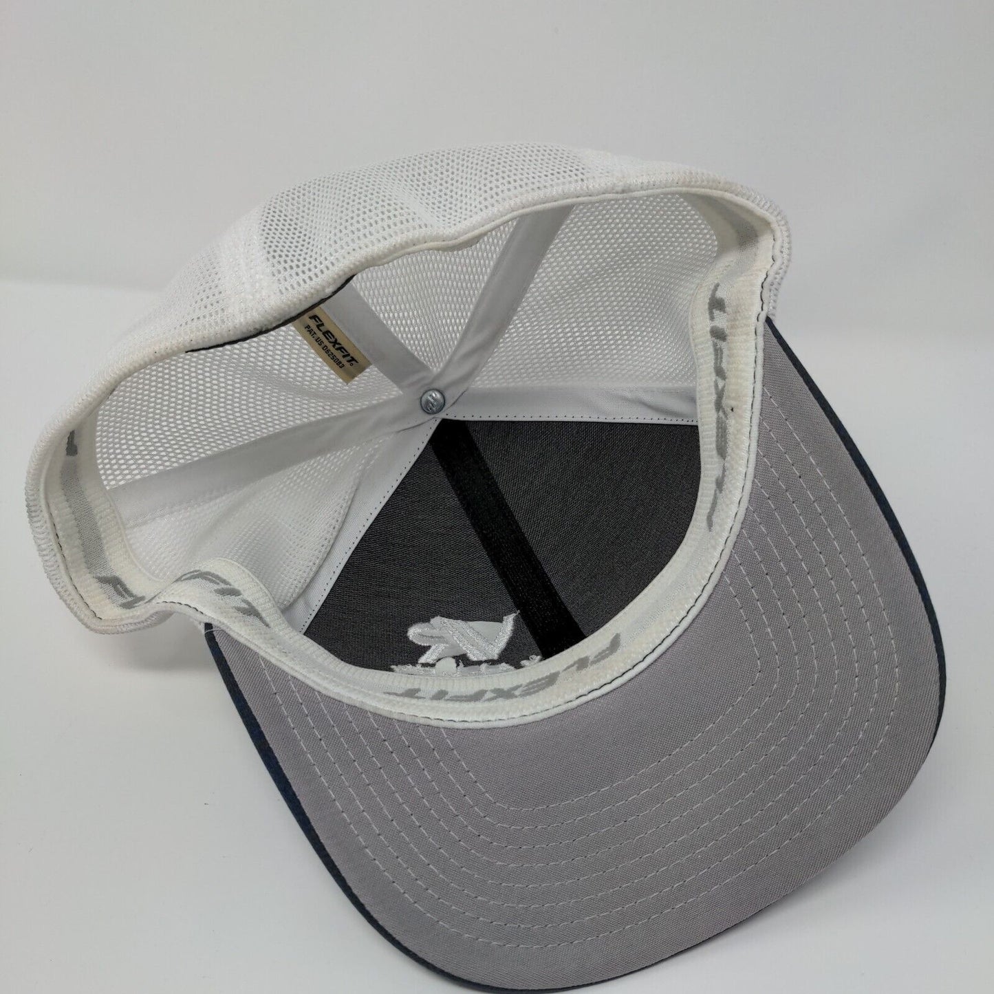 VR Valley Roofing Fitted Trucker Hat Blue L/XL Flexfit Mesh Back Yupoong