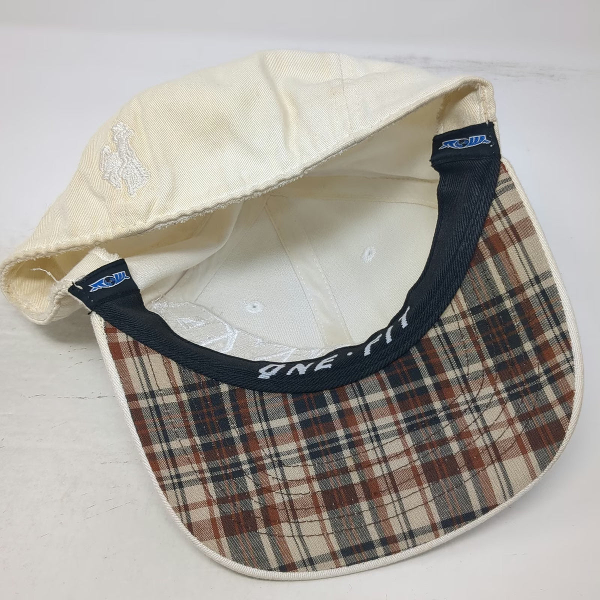 Wyoming Cowboys NCAA Top of the World Cap White One Size WYO Plaid Applique Hat