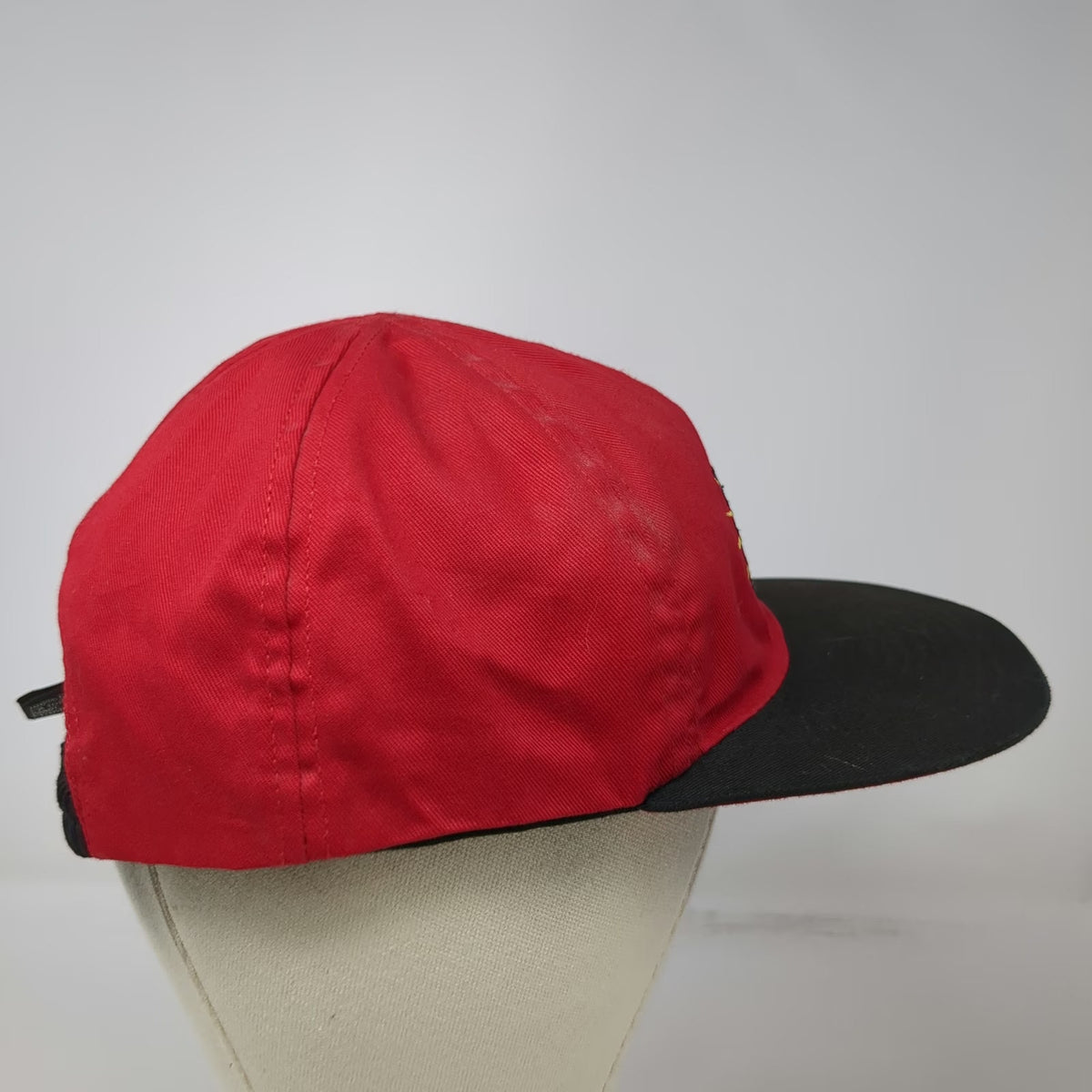 Shoebox Baseball Cap Red Black OS Reversible Love Hate This Game Novelty Hat