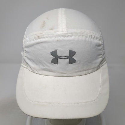 Under Armour White One Size 5 Panel Hat Mesh Strapback Reflective Logo