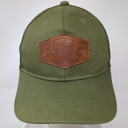 Green One Size Trucker Hat Snapback Mesh Adventure Mountain Graphic Patch Camp