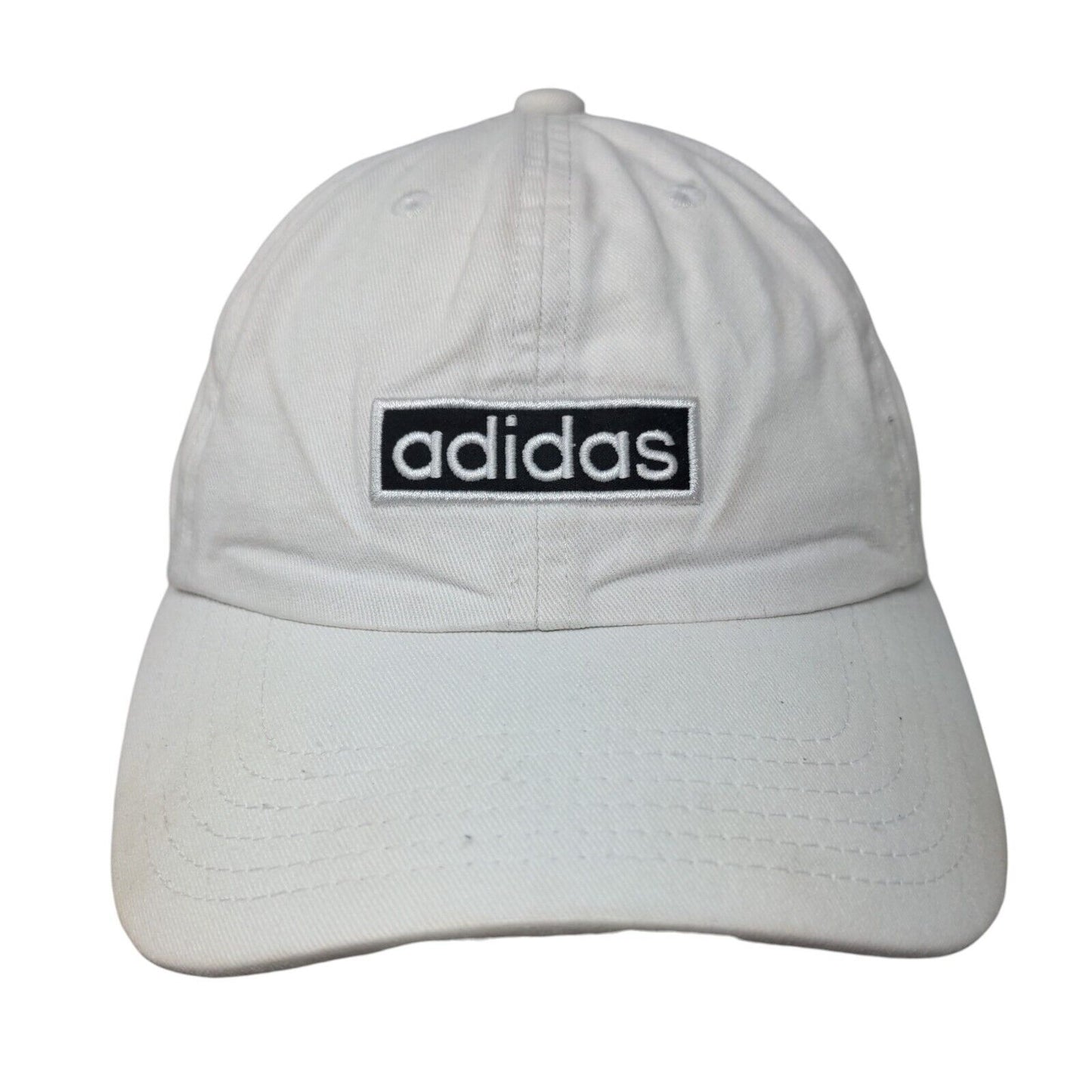 Adidas Strapback Hat White One Size Adjustable Embroidered Aeroready 6 Panel