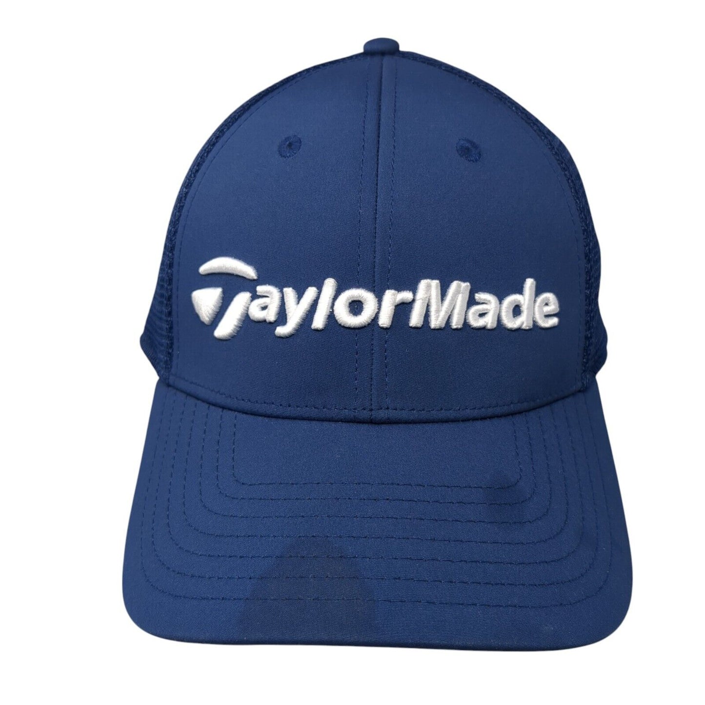 TaylorMade Fitted Mesh Back Hat Blue L/XL Solid Embroidered A-Flex