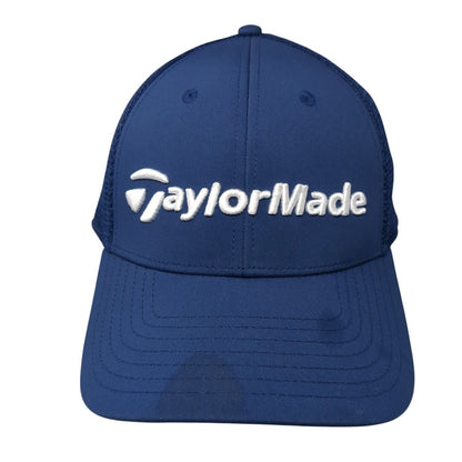 TaylorMade Fitted Mesh Back Hat Blue L/XL Solid Embroidered A-Flex