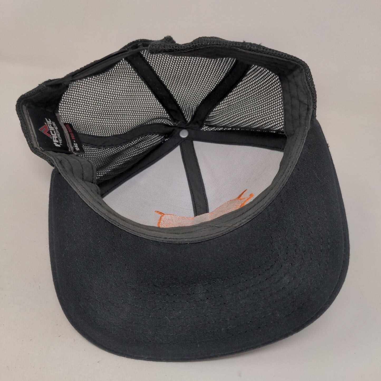 Pacific Headwear Snapback Hat One Size Black Mesh Back Embroidered Pig Pork Logo