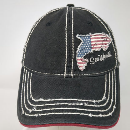 SeaWorld Baseball Cap Black One Size American Flag Orca Contrast Stitch Hat