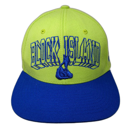 Zephyr Snapback Hat Green Blue One Size Block Island Rhode RI 3D Logo Embroidery