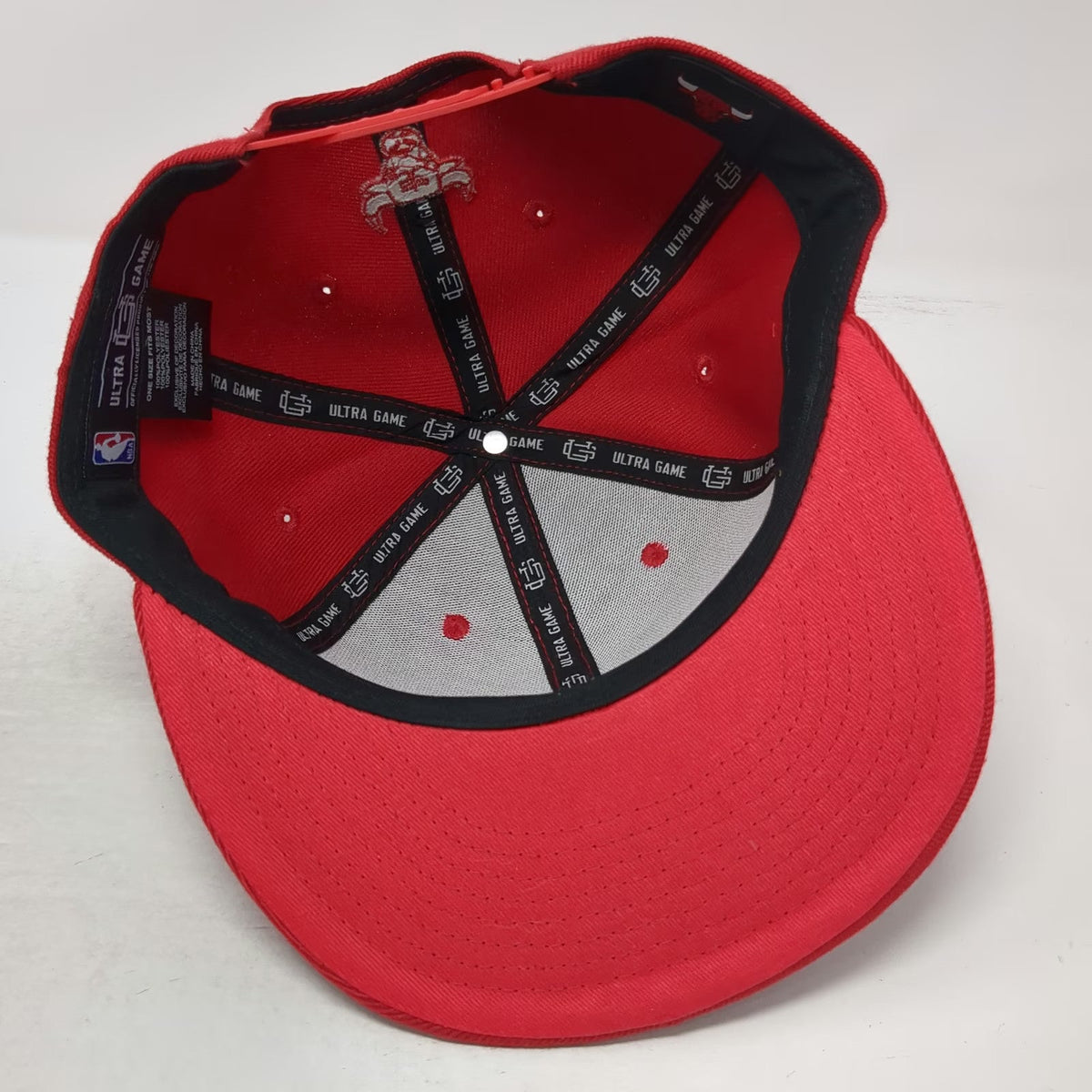 Ultra Game Chicago Bulls NBA Snapback Hat Red One Size 3D Script Logo Flat Brim