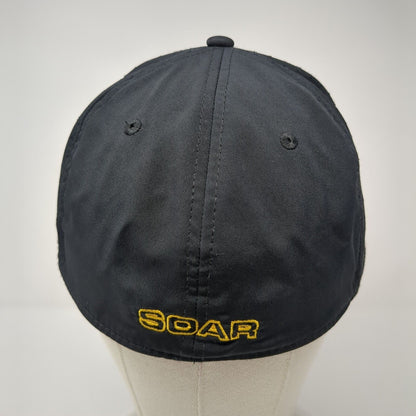 Golden Eagle Soar Fitted Hat Black Medium Embroidered 6 Panel The Game
