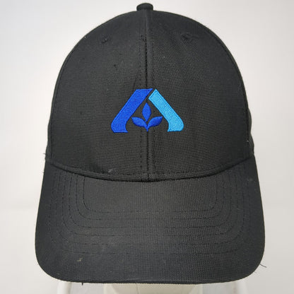 Image Solutions Baseball Cap Black One Size Strapback Curved Brim Blue Logo Hat
