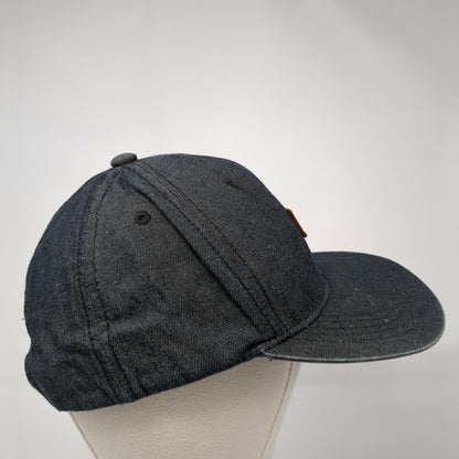 American Eagle Outfitters Snapback Hat Black OS Adjustable Leather Patch 6 Panel
