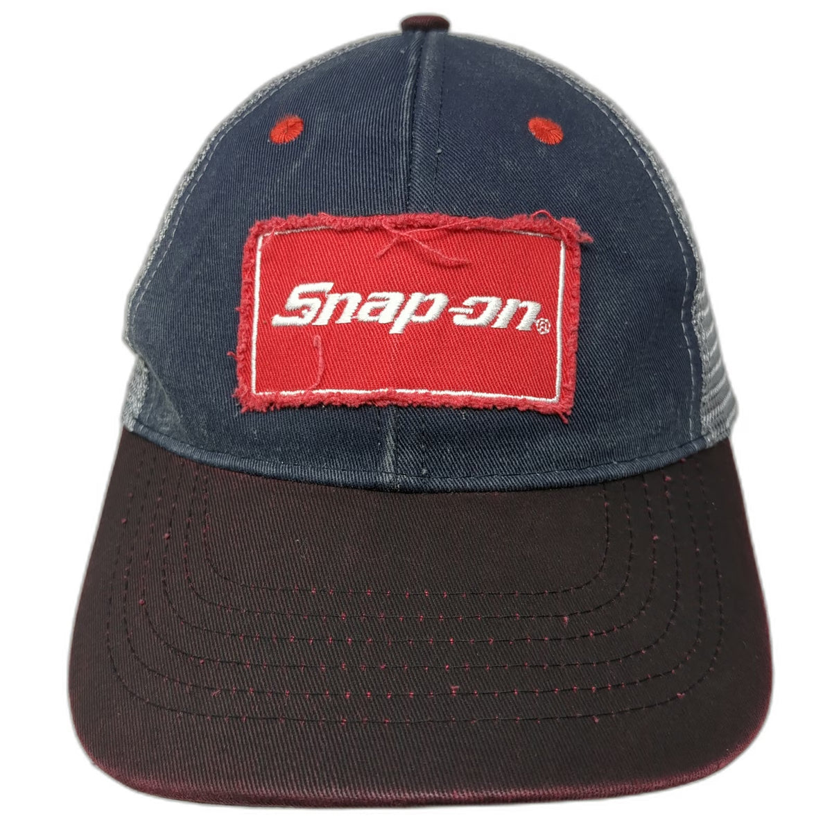 Snap-on Baseball Cap Blue Gray Red One Size Mesh Back Strapback Hat