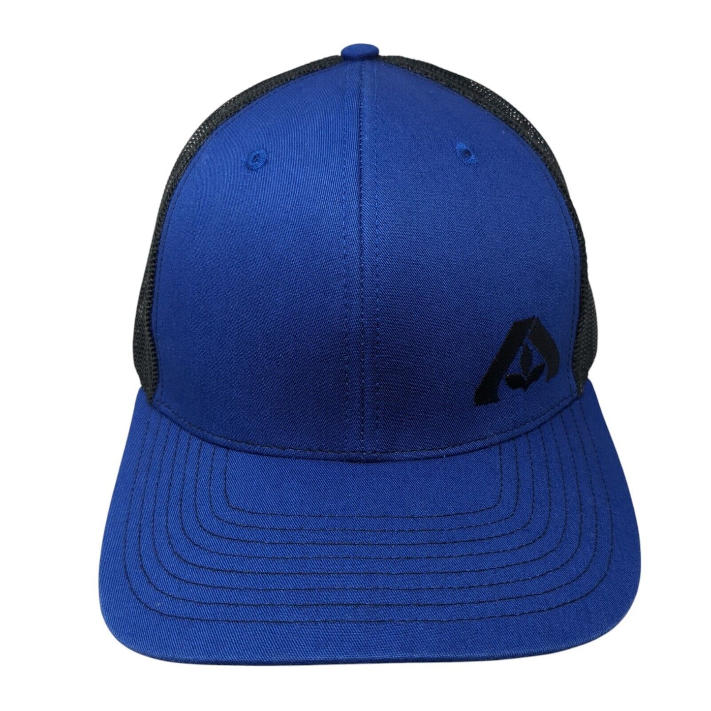Richardson Snapback Trucker Hat Blue One Size Embroidered Logo Outdoor