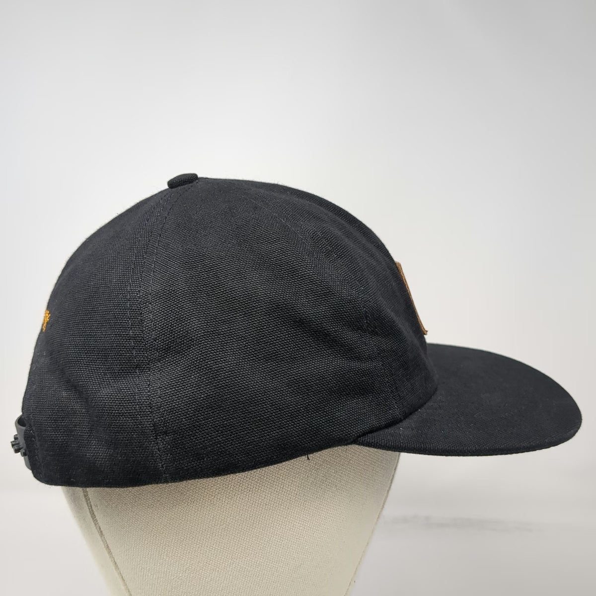Carhartt Snapback Hat Black Made In USA Leather Patch Back Embroidery Vintage