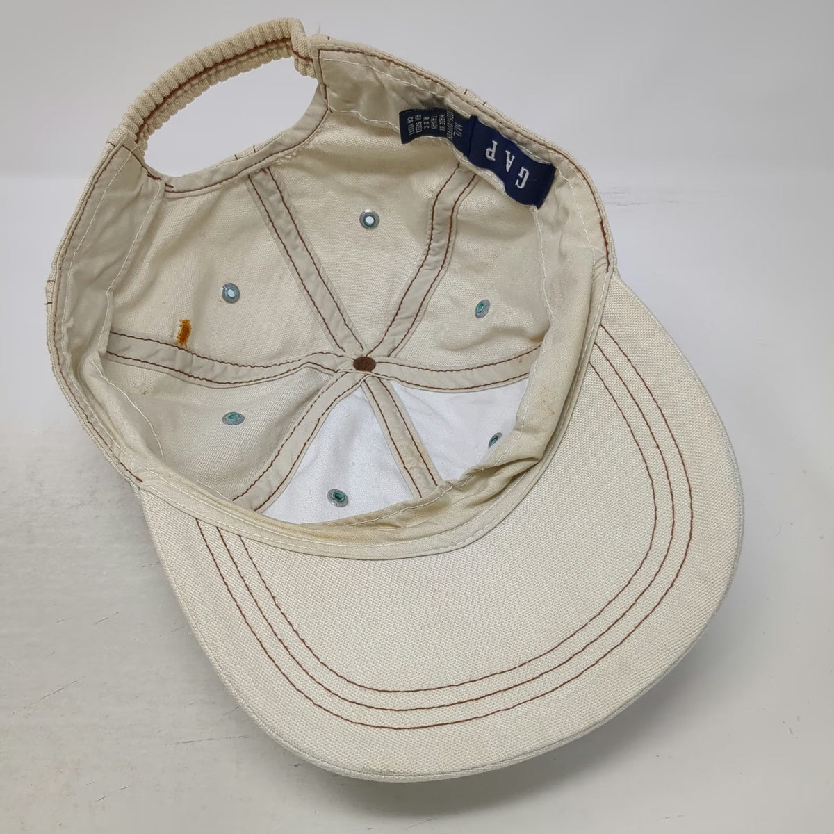 Gap Baseball Cap Beige L Contrast Stitching Elastic Back Cotton Hat