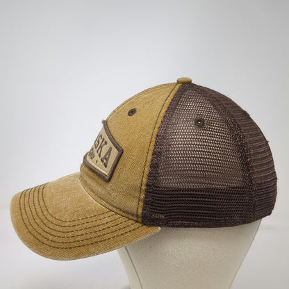 Legacy Trucker Hat Brown One Size Alaska Skagway Patch Mesh Back Snapback Cotton