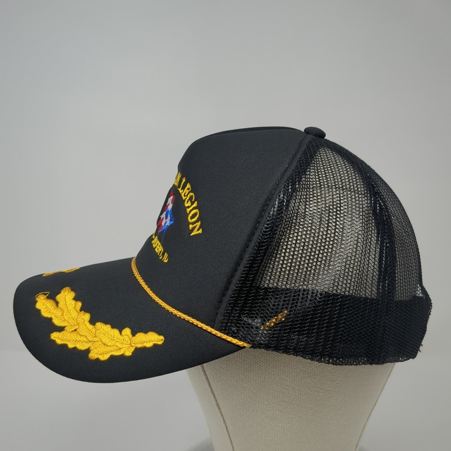 American Legion Trucker Hat Black One Size Adjustable Mesh Back 6 Panel Otto