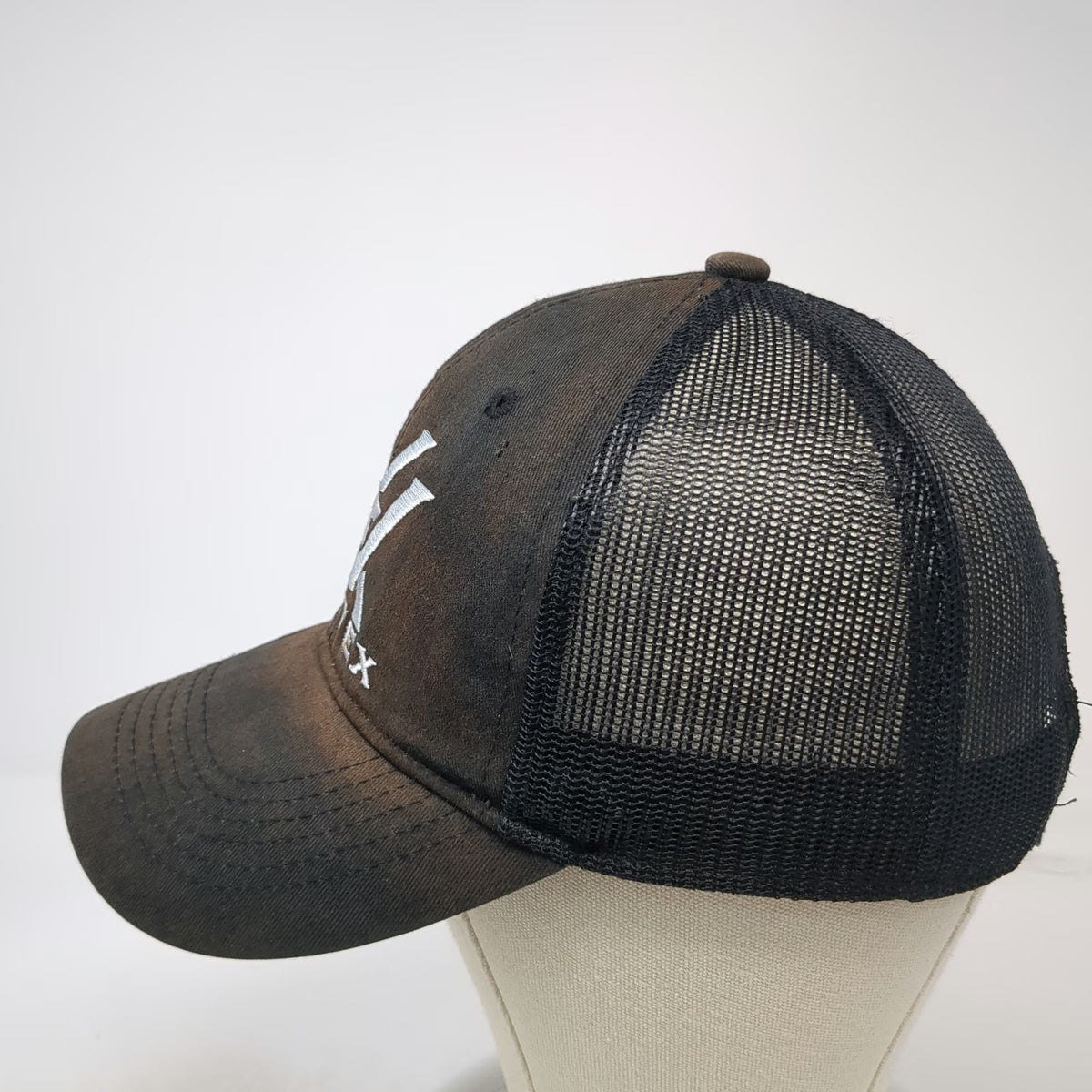 Vortex Trucker Hat Black One Size Mesh Back Snapback Distressed Logo Outdoor