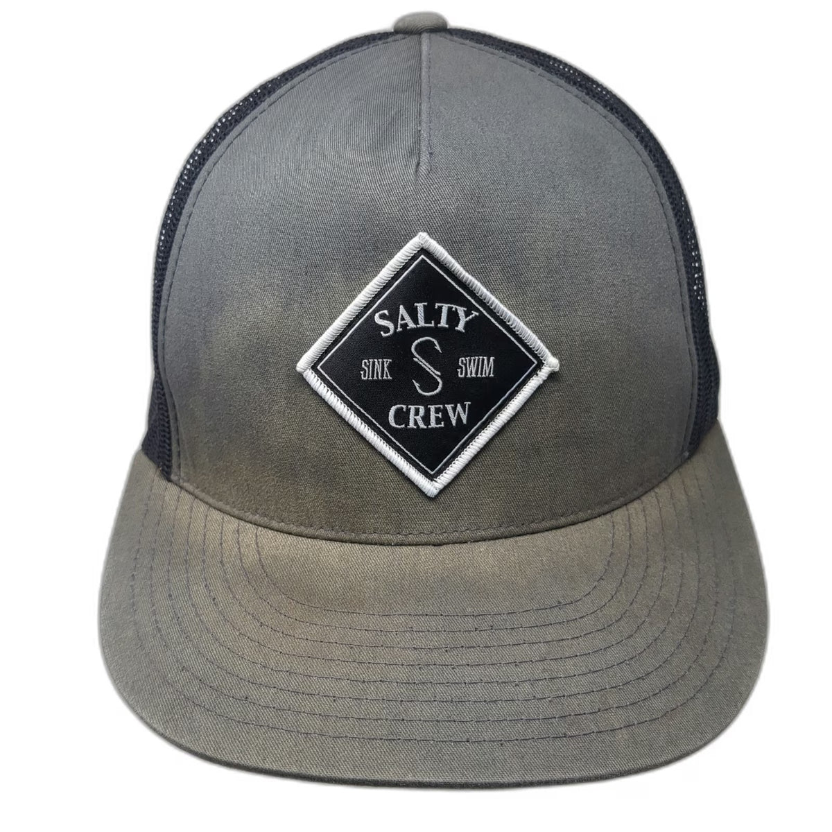 Salty Crew Trucker Hat Gray One Size Mesh Back Snapback Sink Swim Hook Logo