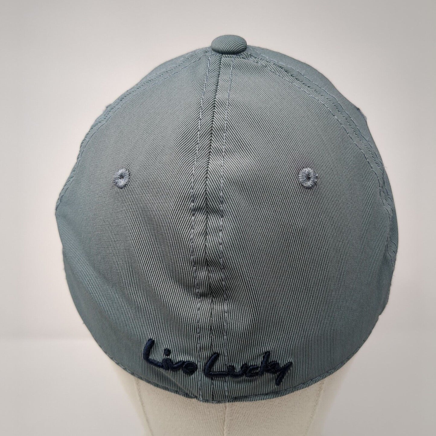 Live Lucky Fitted Hat Gray S/M Embroidered Vented Holes 6 Panel Black Clover