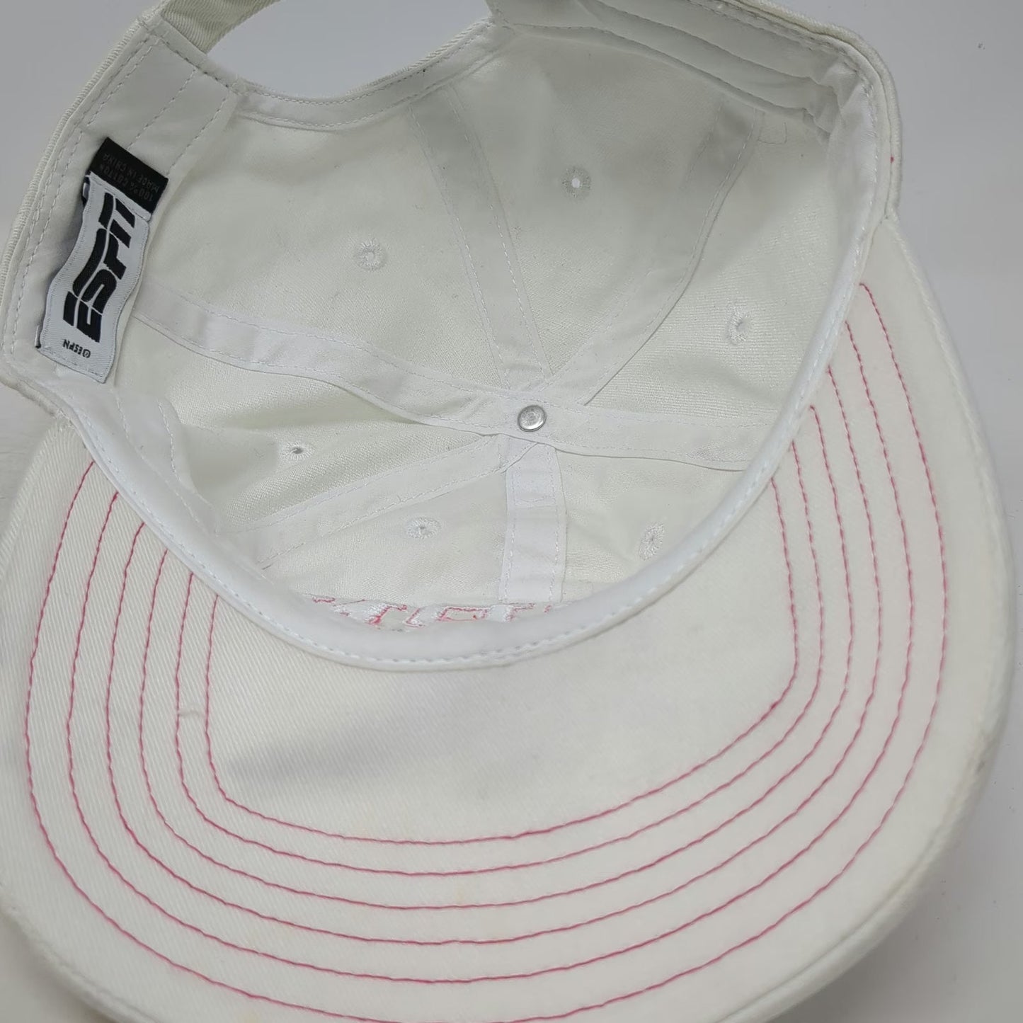 ESPN Baseball Cap White Pink One Size Chicago ESPN Zone Slideback Cotton Hat