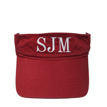 SJM Sun Visor Cap Red One Size Adjustable Strap Lightweight Embroidered Anvil