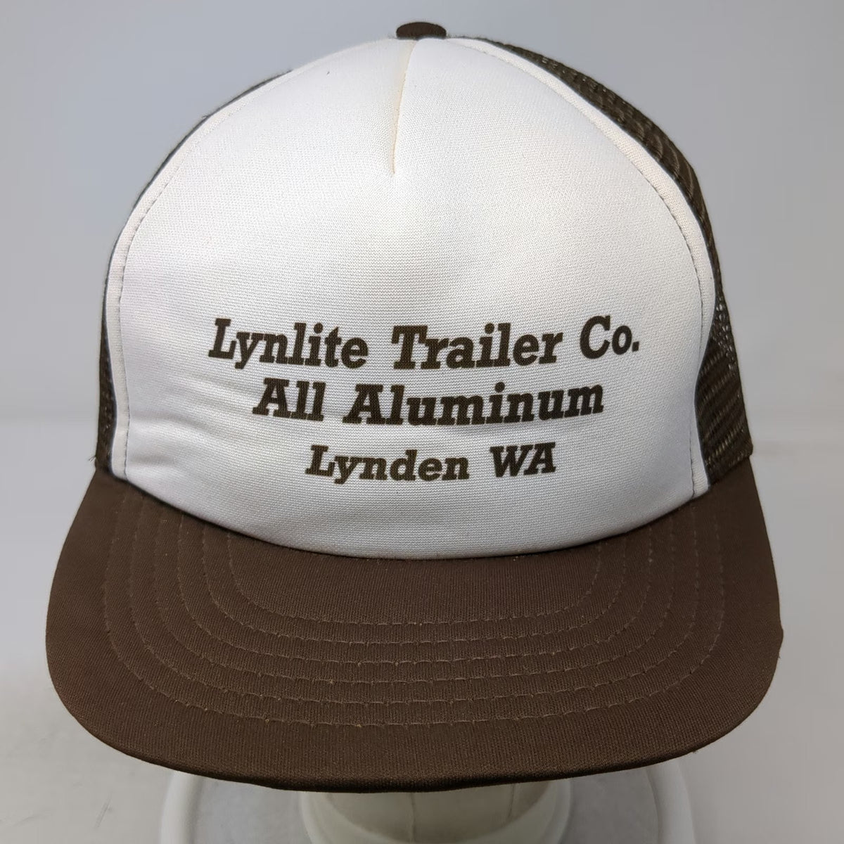 I/D/E/A inc. Lynlite Trailer Co. Brown White Trucker Hat Snapback Mesh Vintage