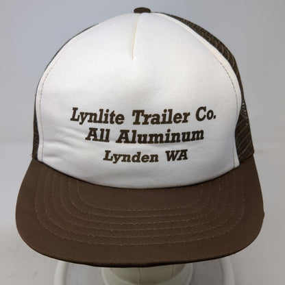I/D/E/A inc. Lynlite Trailer Co. Brown White Trucker Hat Snapback Mesh Vintage