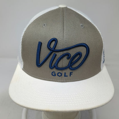 Vice Golf Trucker Hat Gray White Blue One Size Mesh Back Snapback Squad Patch