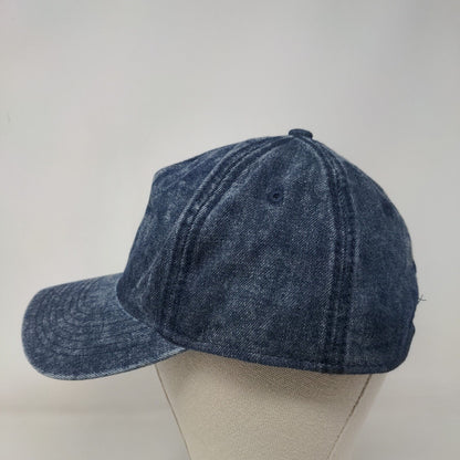 No Boundaries Snapback Hat Blue One Size Adjustable Vented Holes Denim Blank