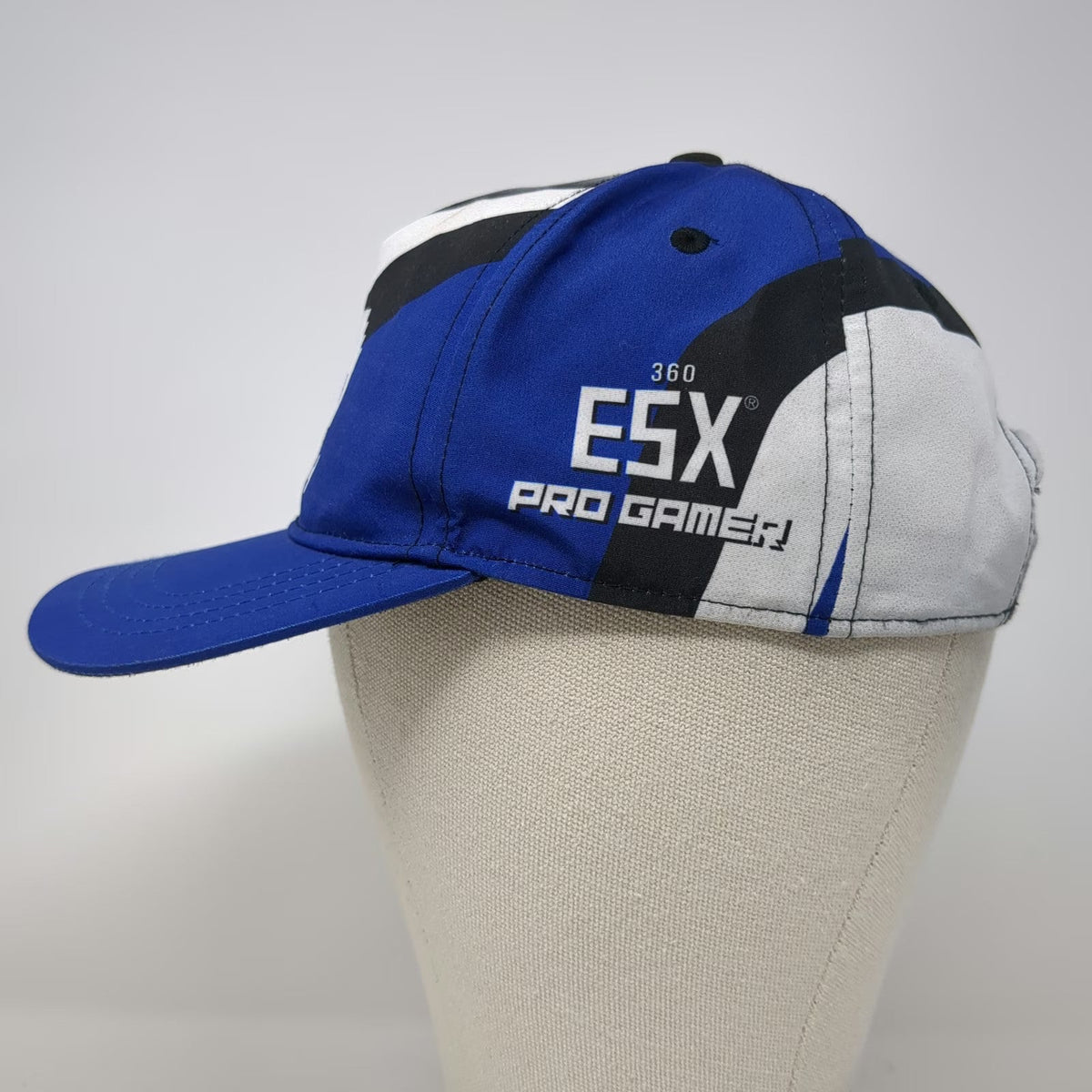 ESX360 5 Panel Hat Blue White Black Gray OSFM Esports Pro Gamer Skull Pixel Art