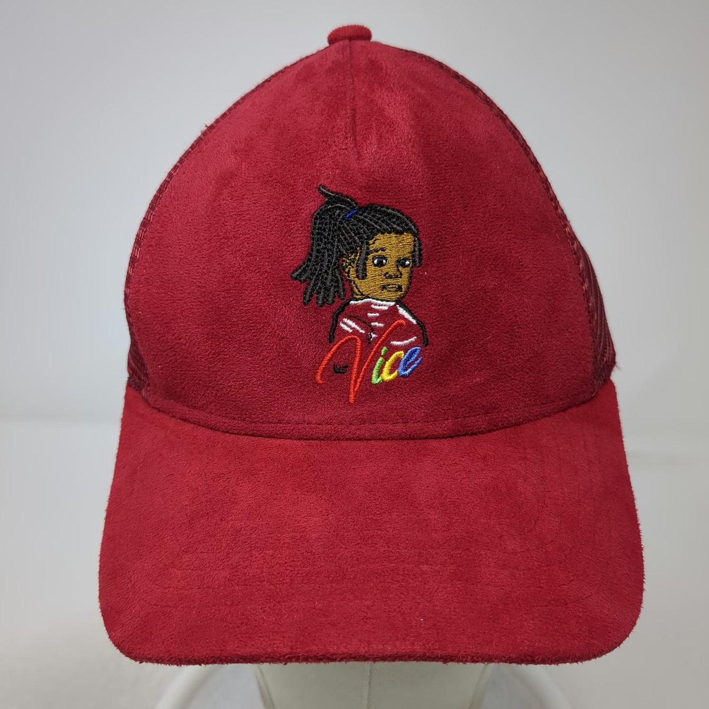 Vice Girls Red One Size Graphic Mesh Back Trucker Snapback Embroidery Suede Hat
