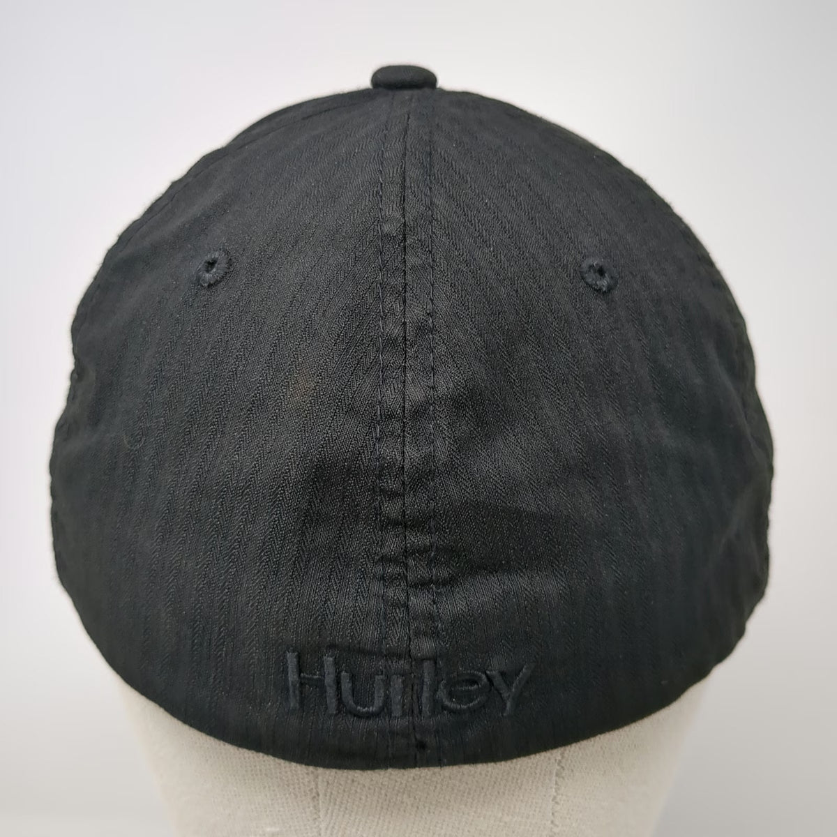 Hurley Baseball Cap Black One Size Flexfit Tonal Logo Curved Brim Textured Hat