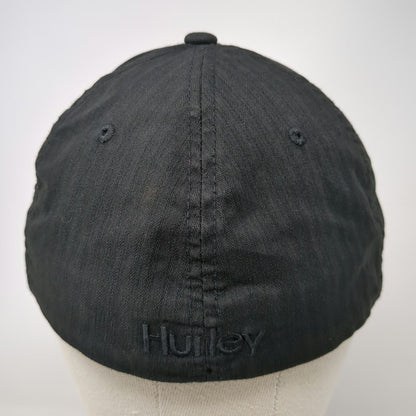 Hurley Baseball Cap Black One Size Flexfit Tonal Logo Curved Brim Textured Hat