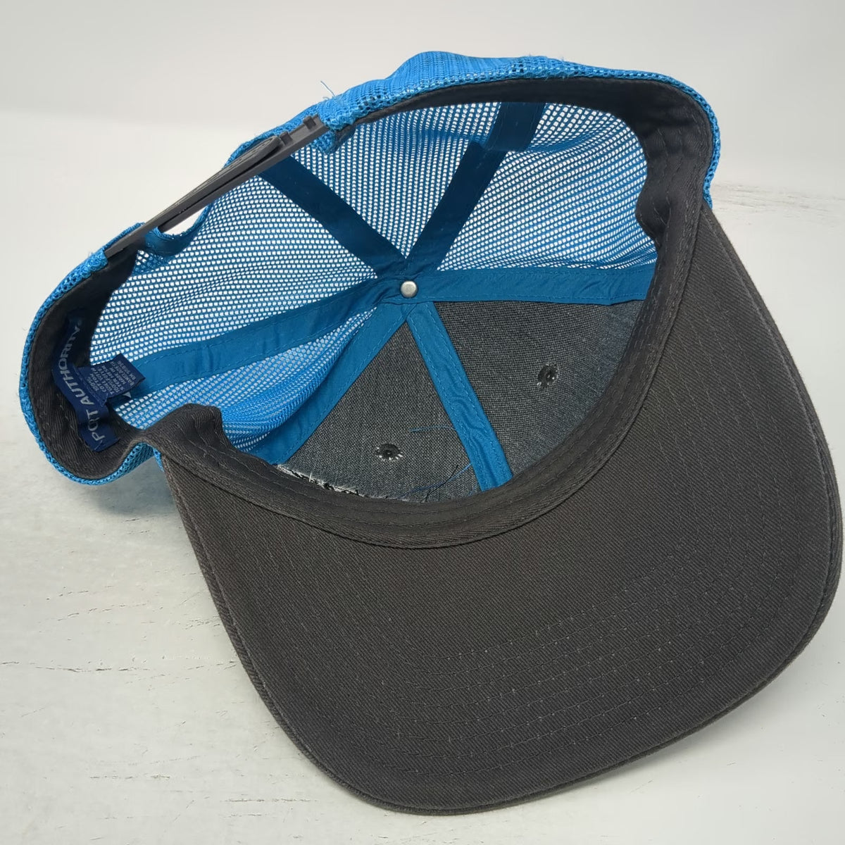 Port Authority Trucker Hat Gray Blue One Size Mesh Snapback Embroidered Logo