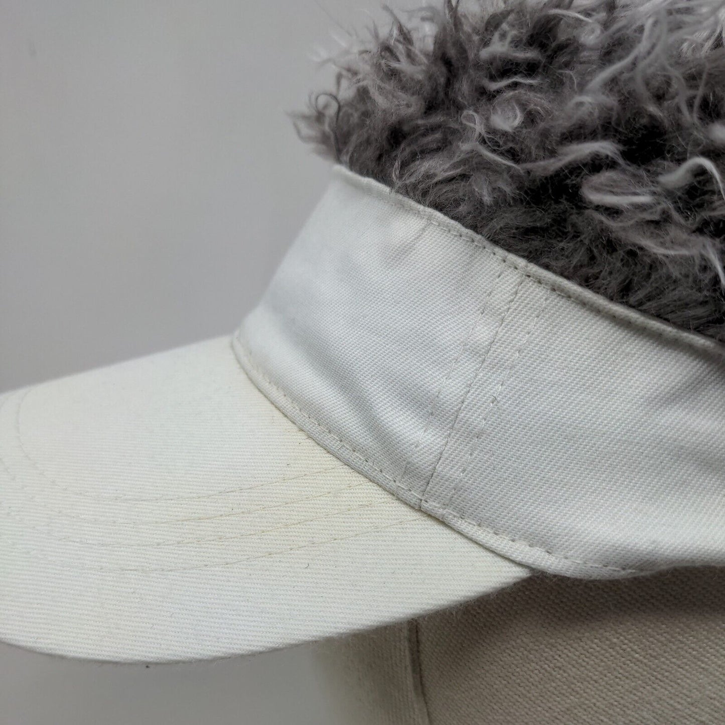 Flair Hair Strapback Sun Visor Hat Hair Wig White One Size Adjustable