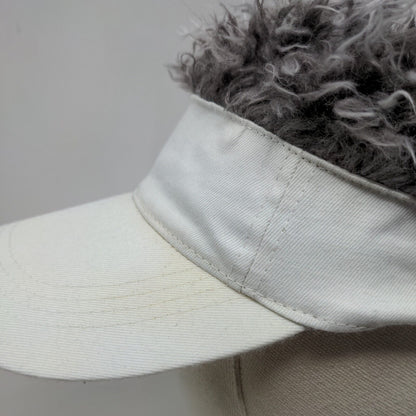 Flair Hair Strapback Sun Visor Hat Hair Wig White One Size Adjustable